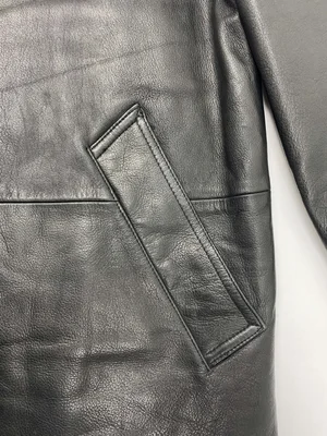 DKNY 90s black leather padded coat — JAMES VELORIA